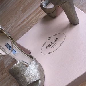 Gold Prada heels